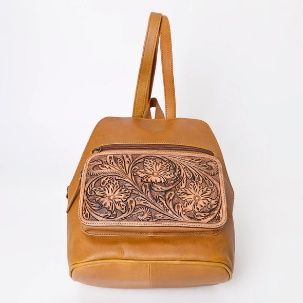 Oily Calf Leather Hand Tooled Backpack (2 colors)
