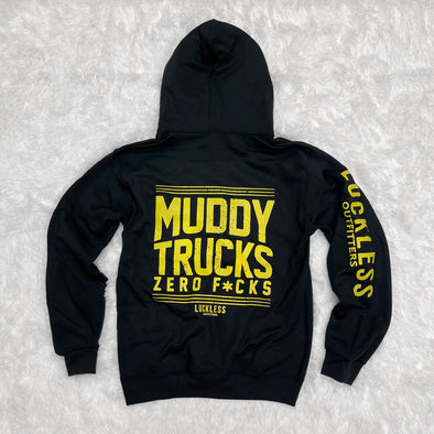 Muddy Trucks Zero F*cks (Multiple Styles) - Luckless Outfitters - Country - Apparel - Music - Clothing - Redneck - Girl - Women - www.lucklessclothing.com - Matt - Ford Parody - Concert - She Wants the D - Lets Get Dirty - Mud Run - Mudding - 