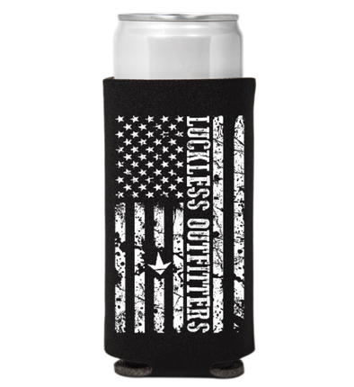 Grunge Flag Tall - Slim Can Koozie - Luckless Outfitters