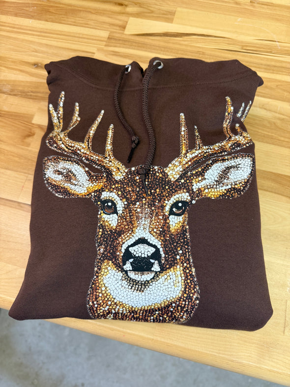 Faux Rhinestone Buck Hoodie Luckless Outfitters