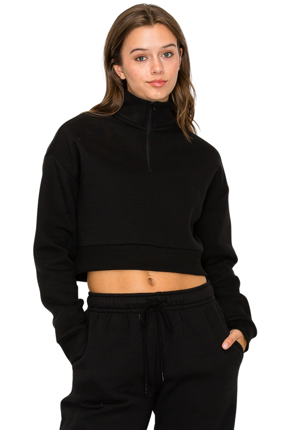 Ashley Women's Cropped 1/4 Zip Sweatshirt