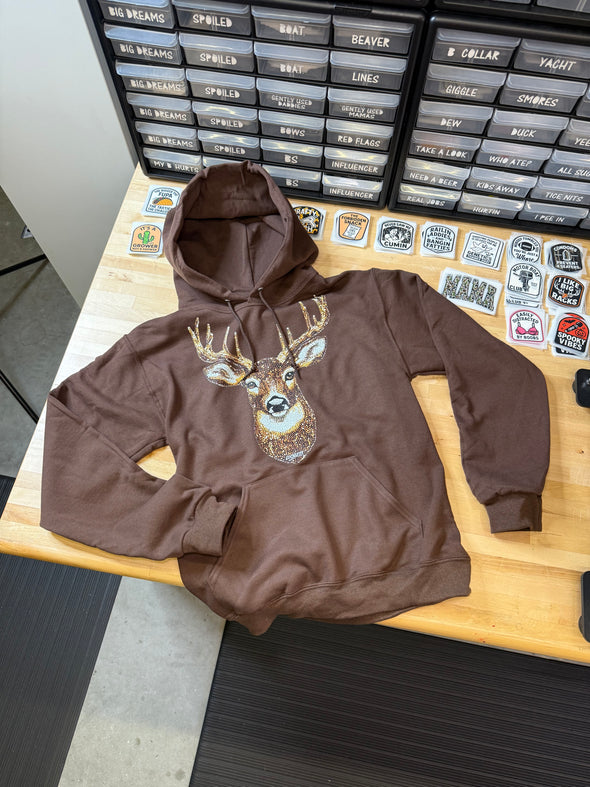 Faux Rhinestone Buck Hoodie Luckless Outfitters