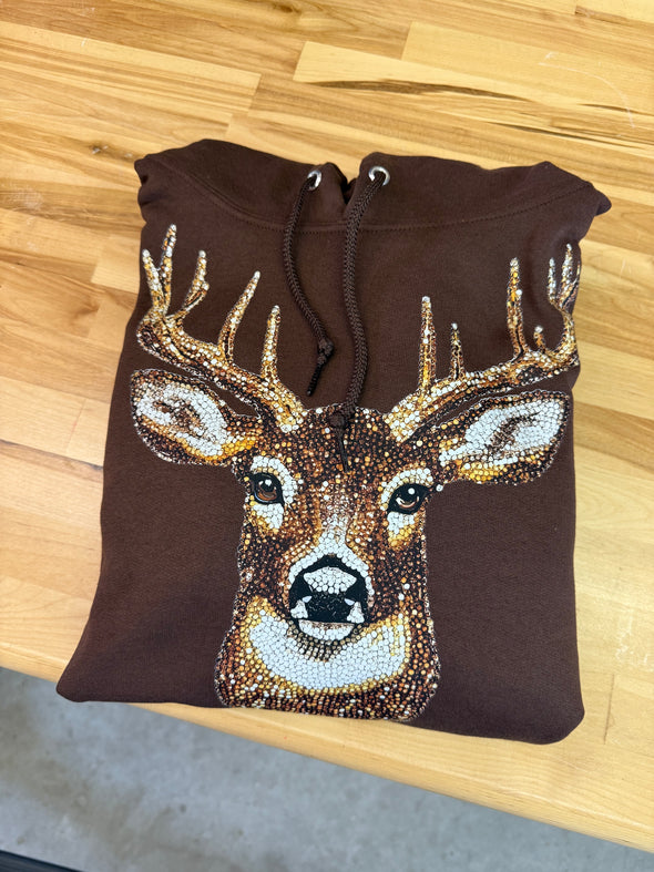 Faux Rhinestone Buck Hoodie Luckless Outfitters
