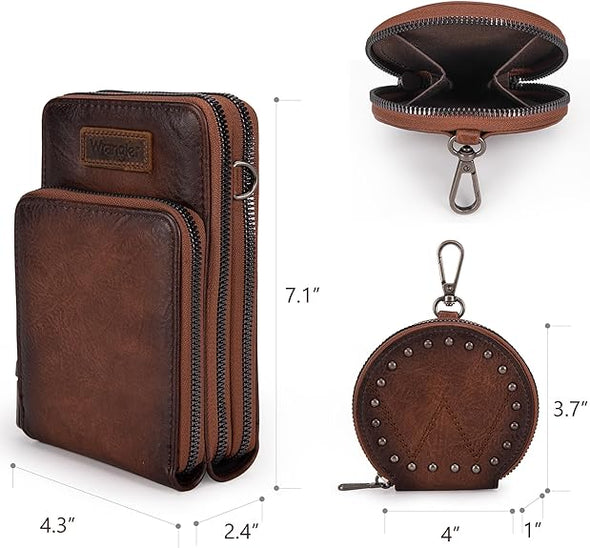 Wrangler Crossbody Cell Phone Purse | Brown