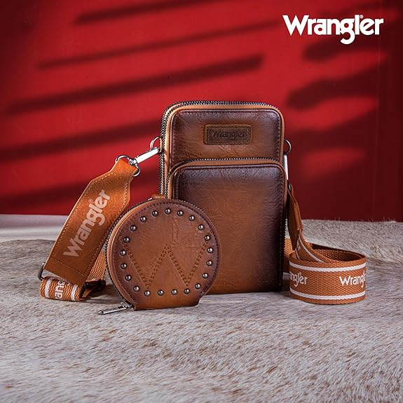 Wrangler Crossbody Cell Phone Purse | Light Brown