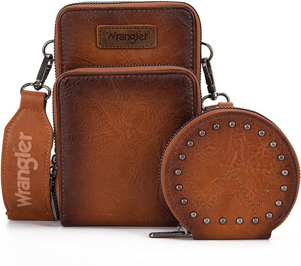 Wrangler Crossbody Cell Phone Purse | Light Brown