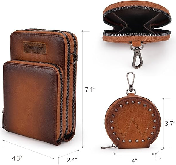 Wrangler Crossbody Cell Phone Purse | Light Brown