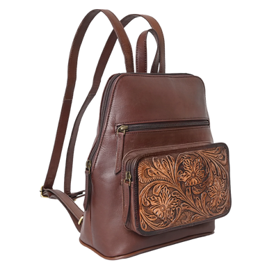 Oily Calf Leather Hand Tooled Backpack (2 colors)