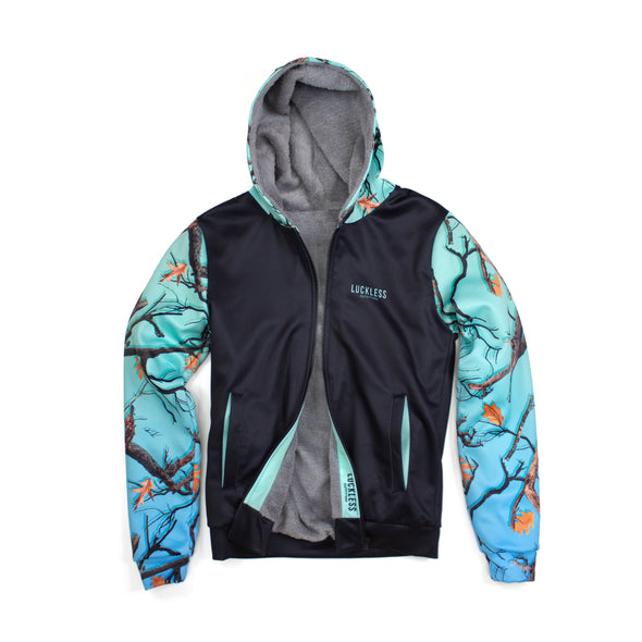 AQUAMARINE CAMO HEAVY ZIP FLEECE HOODIE