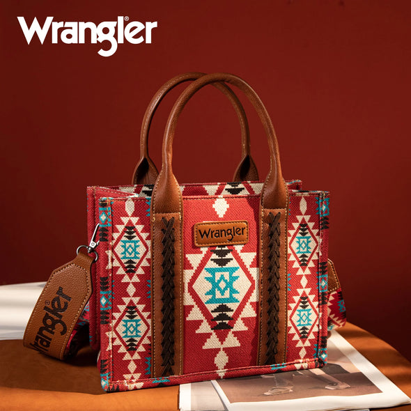Wrangler Southwestern Canvas Tote - Burgundy