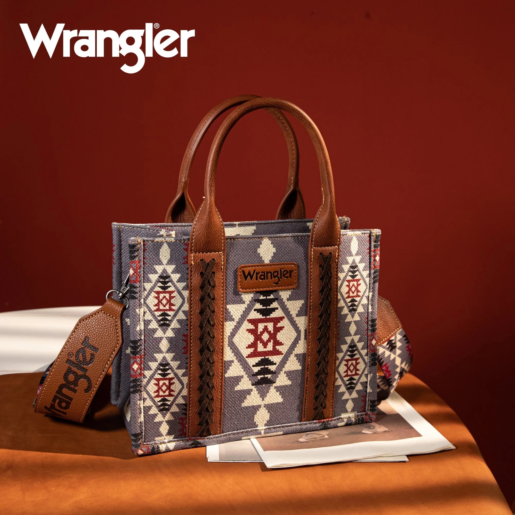 Wrangler Southwestern Canvas Tote Lavender Luckless Outfitters