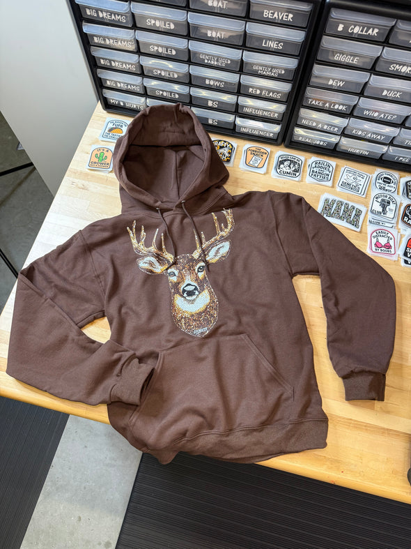 Faux Rhinestone Buck Hoodie Luckless Outfitters