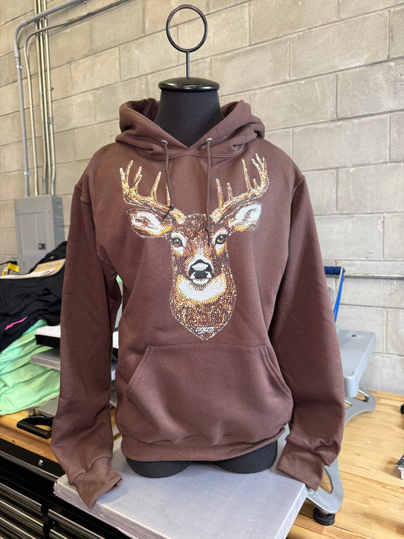 Faux Rhinestone Buck Hoodie Luckless Outfitters