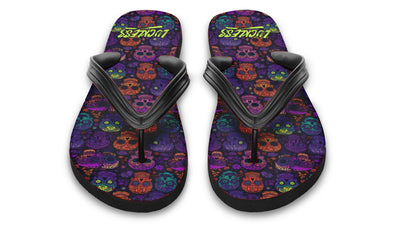 Blacklight Sugar Skull Flip Flops