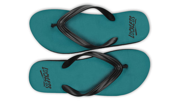Sunflower And Skulls Flip Flops Teal