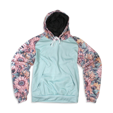 Heavy Fleece Raglan Hoodie | Soft Floral Teal