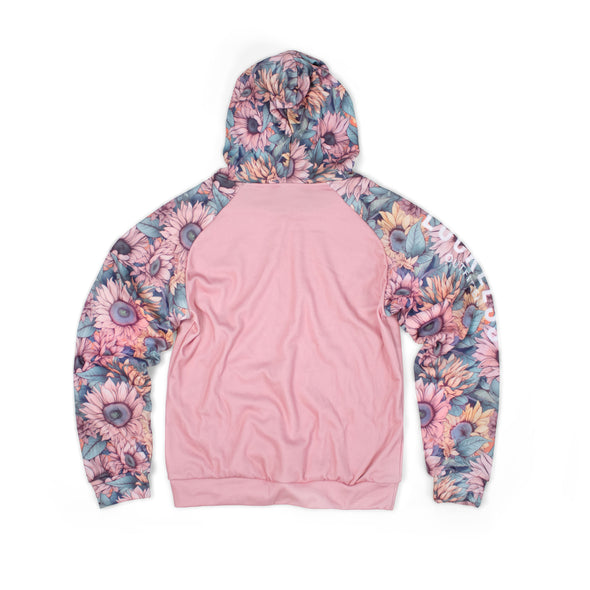 Heavy Fleece Raglan Hoodie | Soft Floral Rose