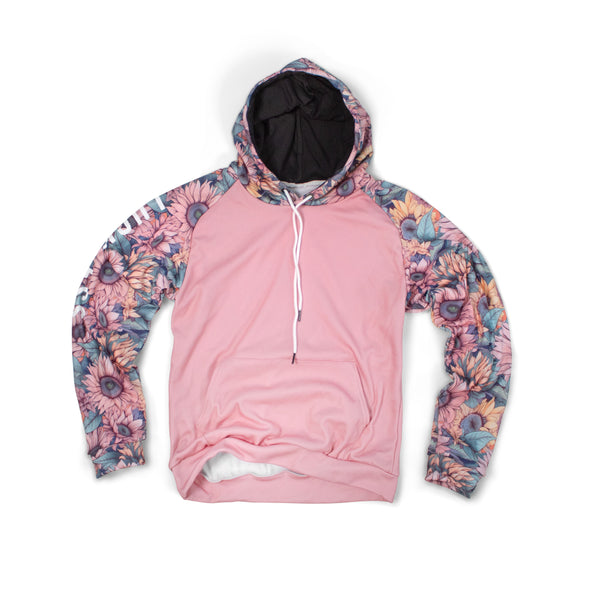 Heavy Fleece Raglan Hoodie | Soft Floral Rose