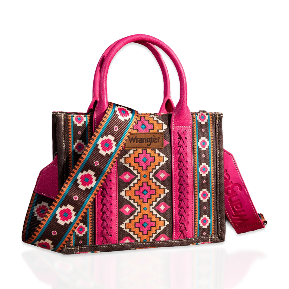 Wrangler Southwestern Canvas Tote Hot Pink Luckless Outfitters
