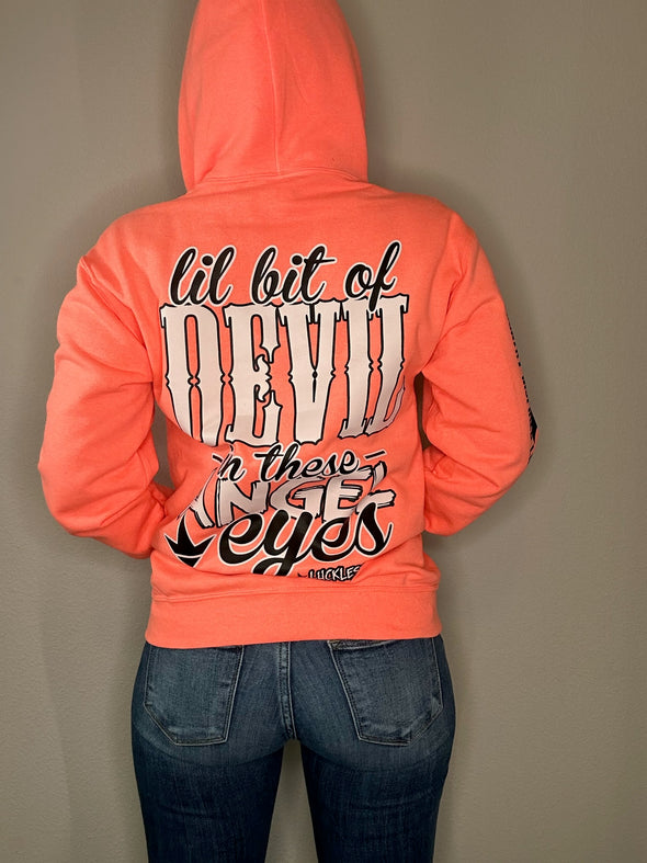 Lil Bit of Devil Hoodie | Coral