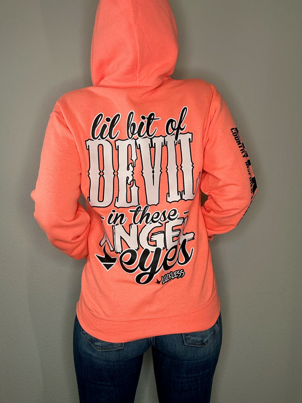 Lil Bit of Devil Hoodie | Coral