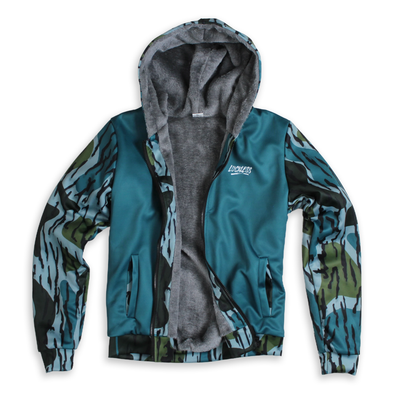 Old Timer Heavy Zip Fleece Hoodie | Teal Blocked