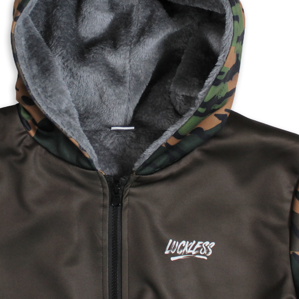 Old Timer Heavy Zip Fleece Hoodie | Brown Blocked