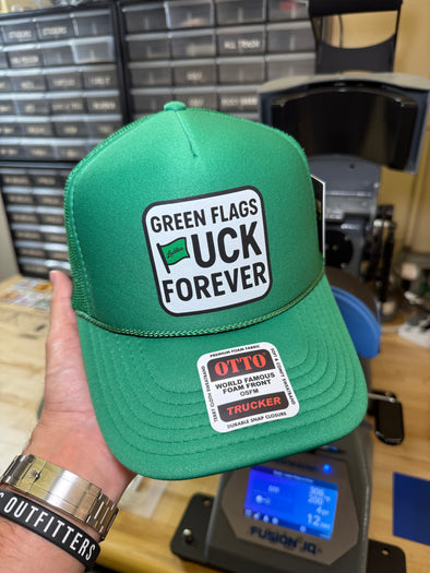 Green Flags F Forever Trucker Hat - Luckless Outfitters
