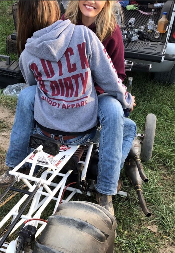 The Original Ash/Maroon "Quick & Dirty" Hoodie by Muddy Apparel