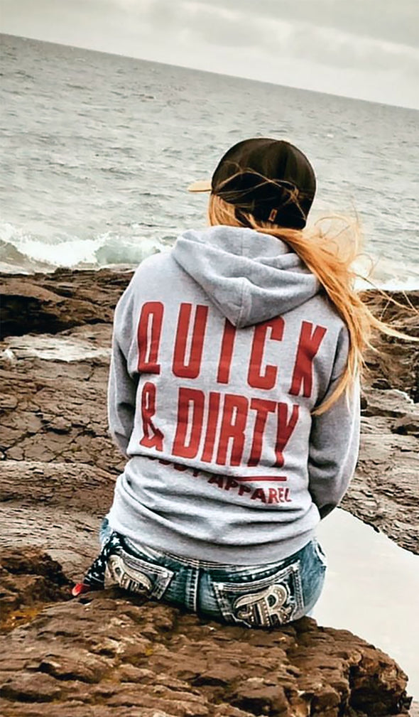 The Original Ash/Maroon "Quick & Dirty" Hoodie by Muddy Apparel