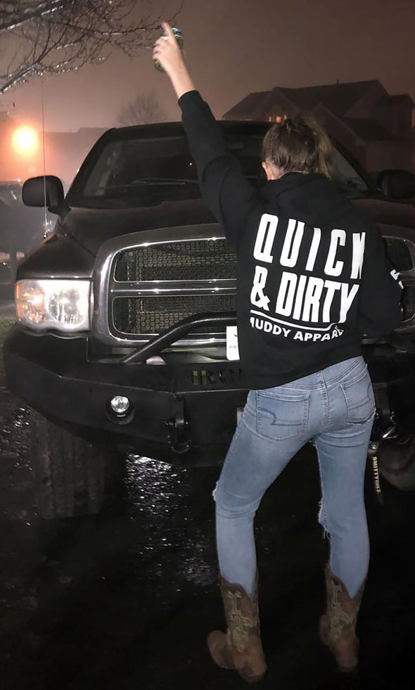 The Original Black/White "Quick & Dirty" Hoodie by Muddy Apparel