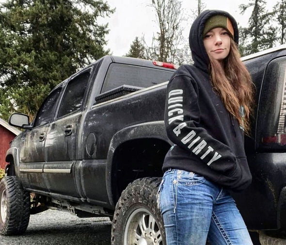 The Original Black/White "Quick & Dirty" Hoodie by Muddy Apparel