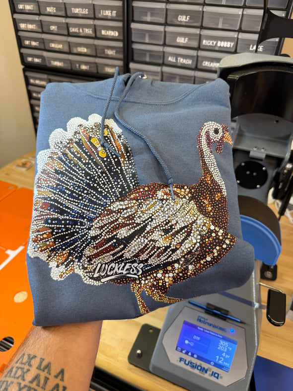 Faux Rhinestone Turkey Hoodie Luckless Outfitters