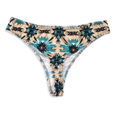 Aztec Thong | Cream + Turquoise