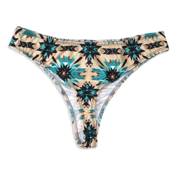 Aztec Thong | Cream + Turquoise