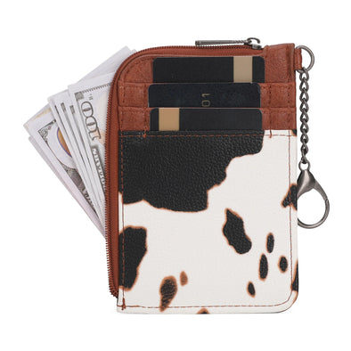 Wrangler Cow Print Print Mini Zip Card Case - Brown