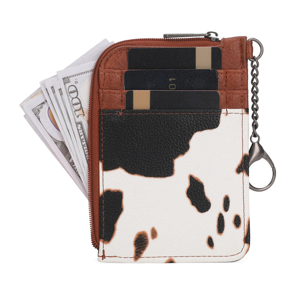 Wrangler Cow Print Print Mini Zip Card Case - Brown