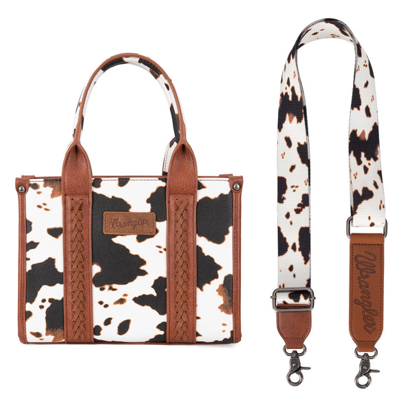 Wrangler Cow Print Concealed Carry Tote/Crossbody - Brown