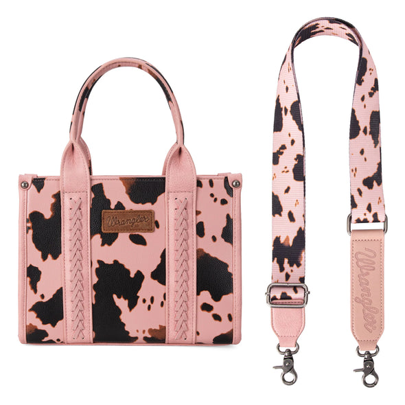 Wrangler Cow Print Concealed Carry Tote/Crossbody - Pink