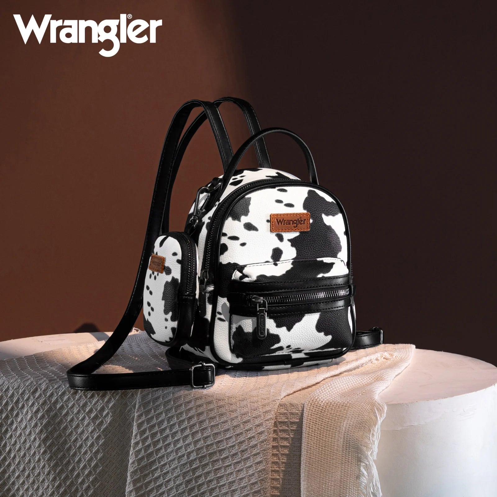 MoonTour Black Cow Print Backpack – Lightweight School Bag For Teens, Laptop Daypack