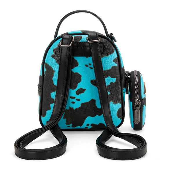 Wrangler Cow Print Mini Backpack With Coin Pouch - Turquoise