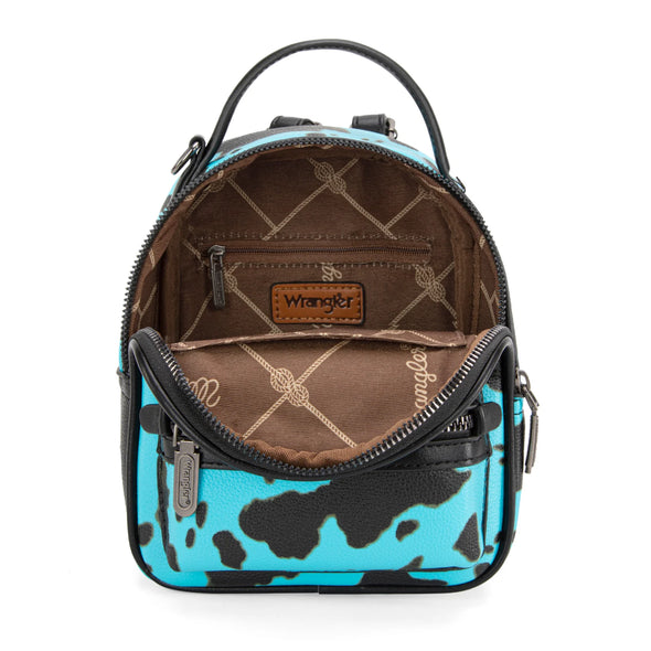 Wrangler Cow Print Mini Backpack With Coin Pouch - Turquoise
