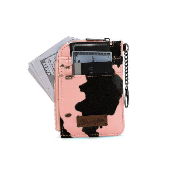Wrangler Cow Print Print Mini Zip Card Case - Pink