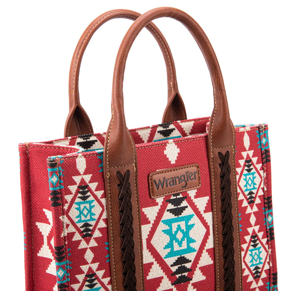 Wrangler Southwestern Canvas Tote - Burgundy