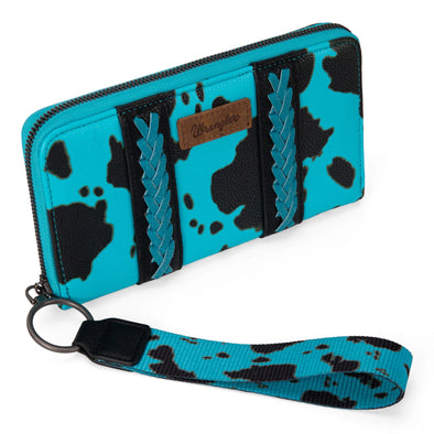 Wrangler Cow Print Wallet -Turquoise