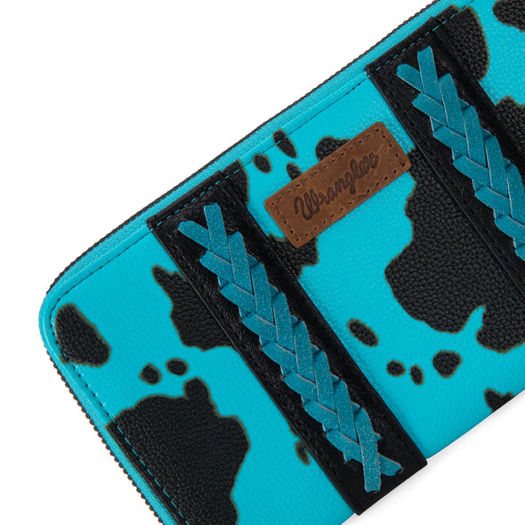 Wrangler Cow Print Wallet -Turquoise