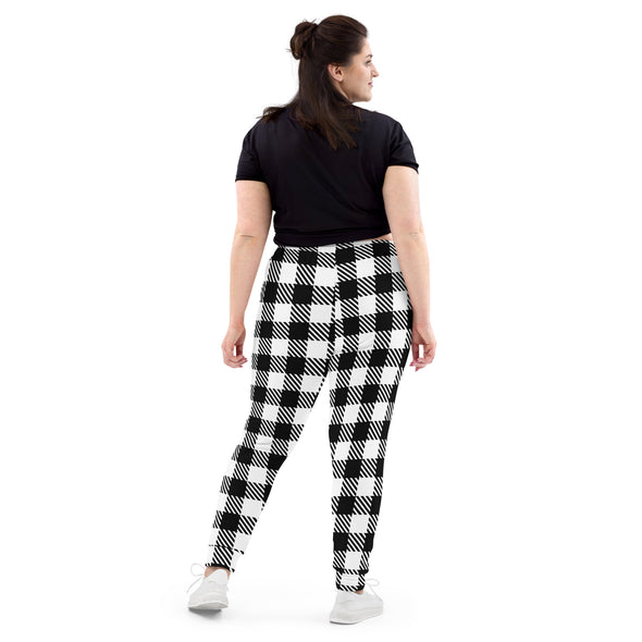 Women's White Plaid Joggers