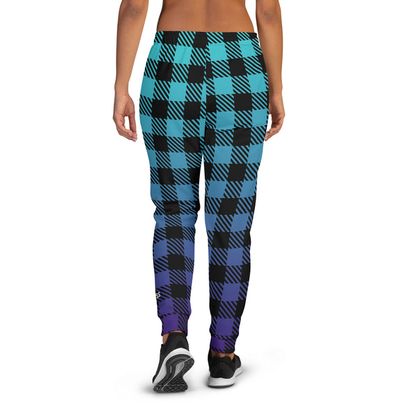 Women's Blue Ombre Plaid Joggers