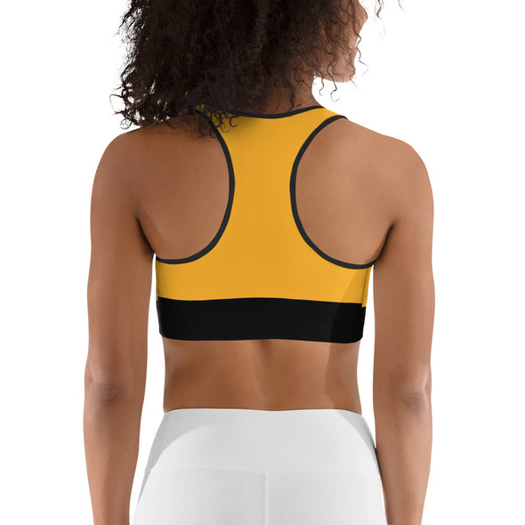 Sunflower & Skulls Yellow Sports Bra | Yellow