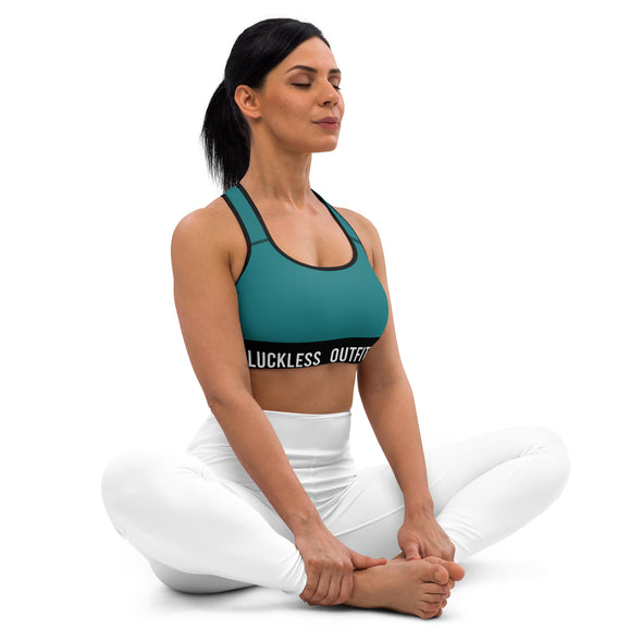 Sunflower & Skulls Sports Bra | Teal